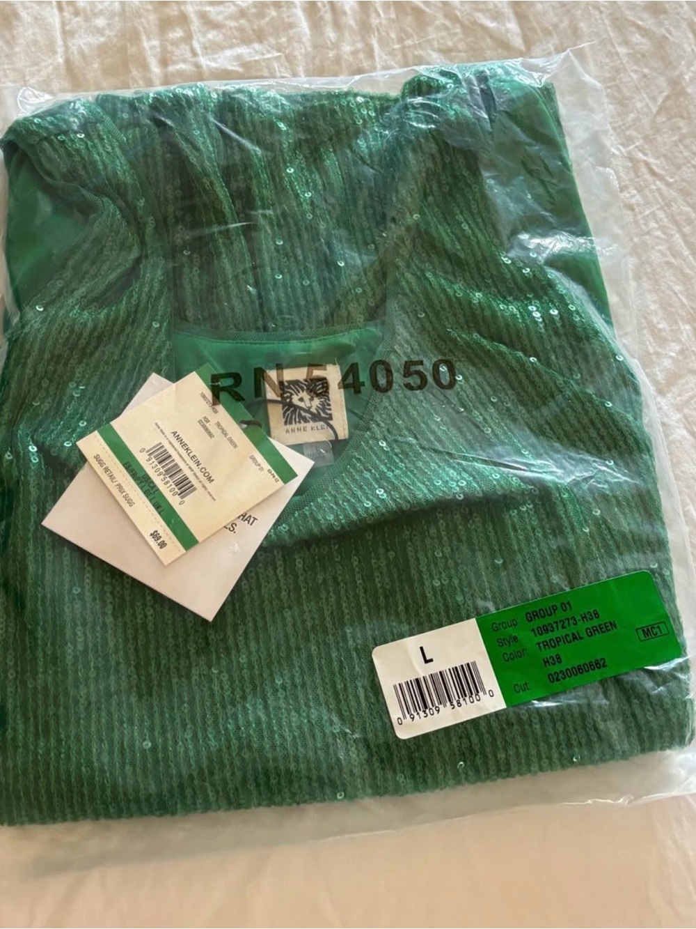 Anne Klein Emerald Green Sequin Tank Top - Picture 4 of 5